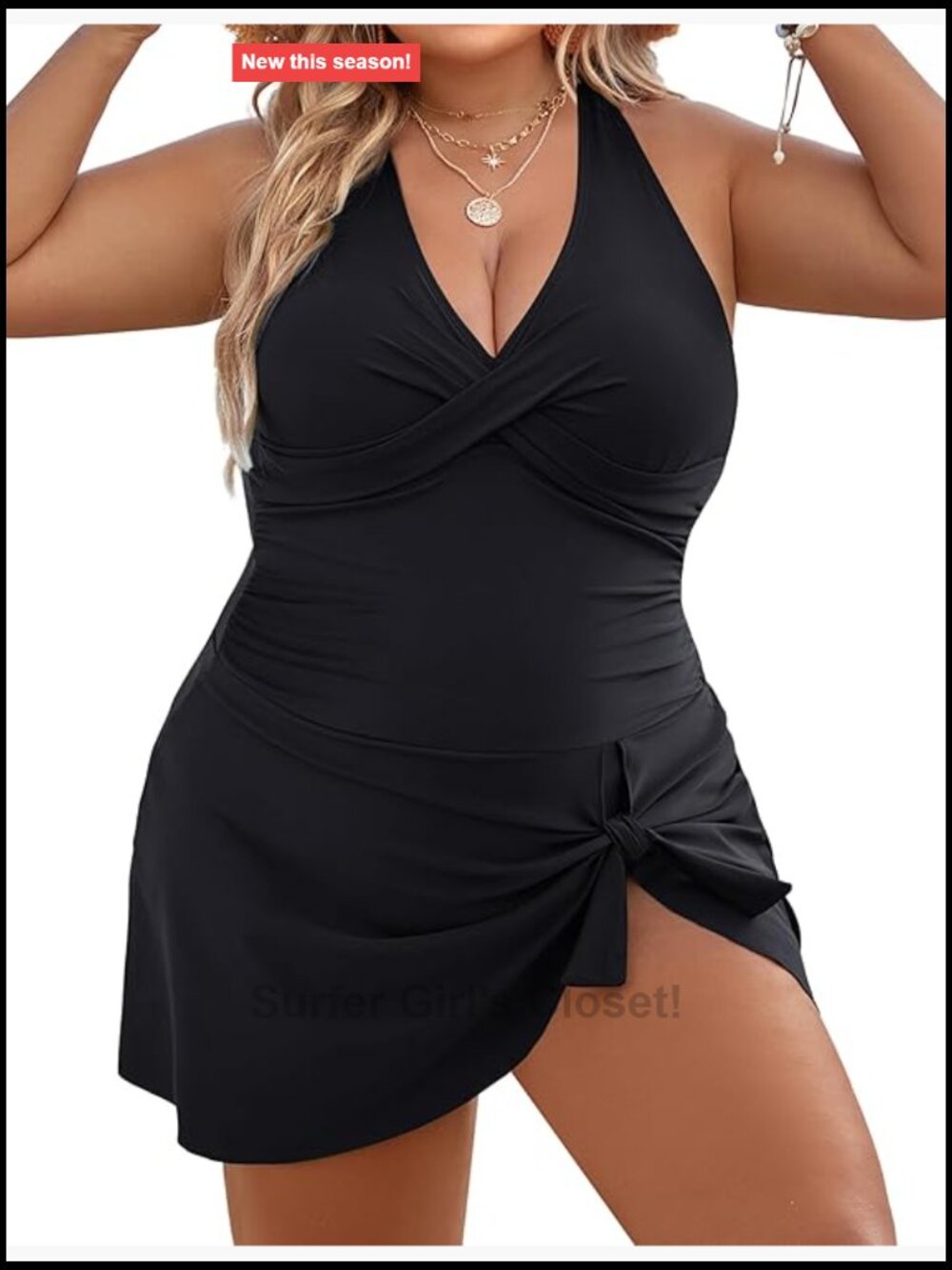 Plus Size Swim Dress One Piece Tummy Control Criss Cross Modest Swimwear